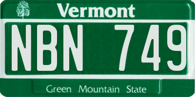 VT license plate NBN749