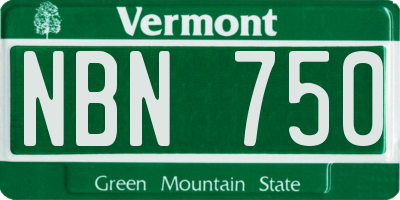 VT license plate NBN750