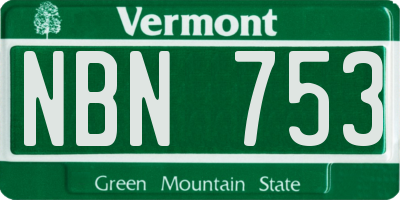VT license plate NBN753