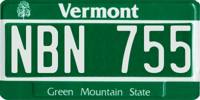 VT license plate NBN755