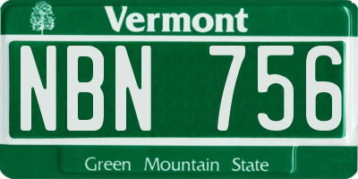 VT license plate NBN756