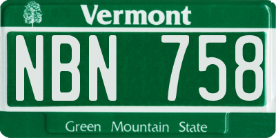 VT license plate NBN758