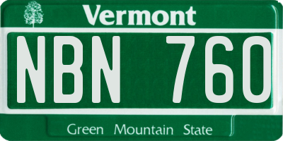 VT license plate NBN760