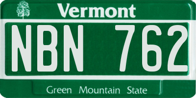 VT license plate NBN762