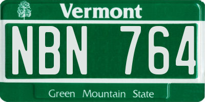 VT license plate NBN764