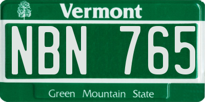VT license plate NBN765