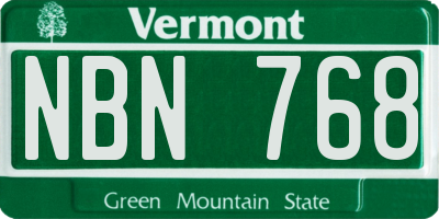 VT license plate NBN768