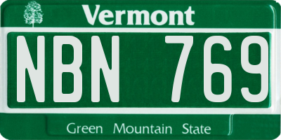 VT license plate NBN769