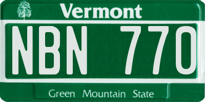 VT license plate NBN770