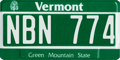 VT license plate NBN774