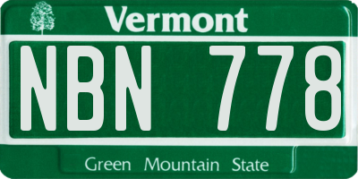 VT license plate NBN778