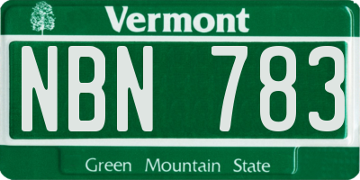 VT license plate NBN783