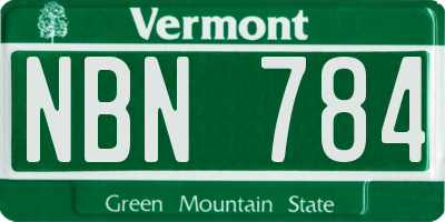 VT license plate NBN784