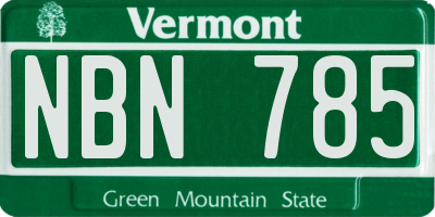 VT license plate NBN785