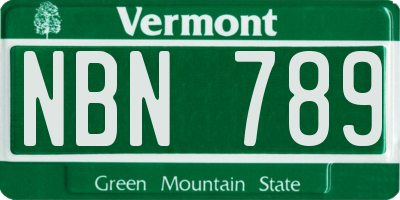 VT license plate NBN789
