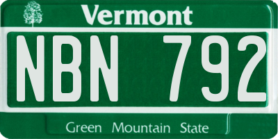 VT license plate NBN792