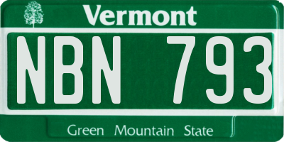 VT license plate NBN793