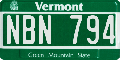 VT license plate NBN794