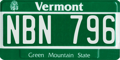 VT license plate NBN796