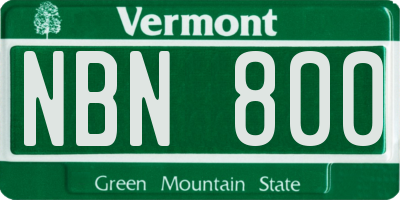 VT license plate NBN800