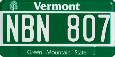 VT license plate NBN807