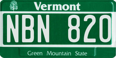 VT license plate NBN820