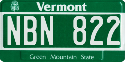 VT license plate NBN822