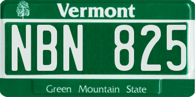 VT license plate NBN825
