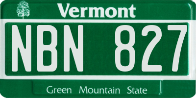 VT license plate NBN827