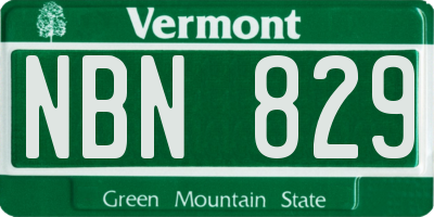 VT license plate NBN829