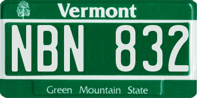 VT license plate NBN832