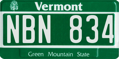 VT license plate NBN834