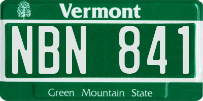 VT license plate NBN841