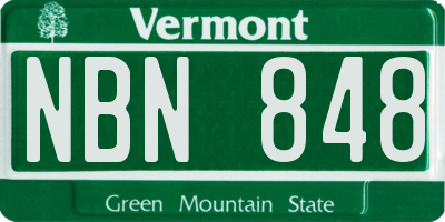 VT license plate NBN848