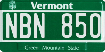 VT license plate NBN850