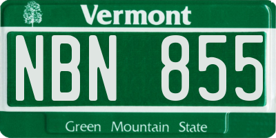 VT license plate NBN855