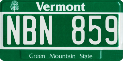 VT license plate NBN859