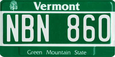 VT license plate NBN860