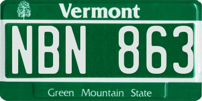 VT license plate NBN863