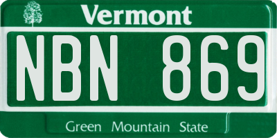 VT license plate NBN869