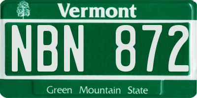 VT license plate NBN872
