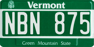 VT license plate NBN875