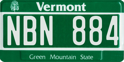 VT license plate NBN884