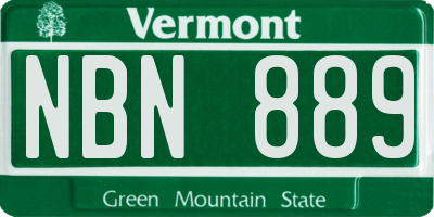 VT license plate NBN889