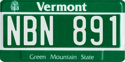 VT license plate NBN891