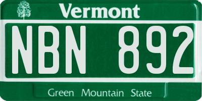 VT license plate NBN892