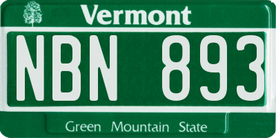 VT license plate NBN893