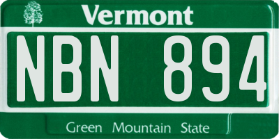 VT license plate NBN894