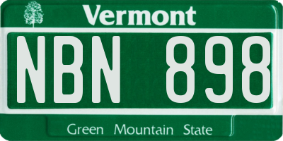 VT license plate NBN898