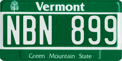 VT license plate NBN899
